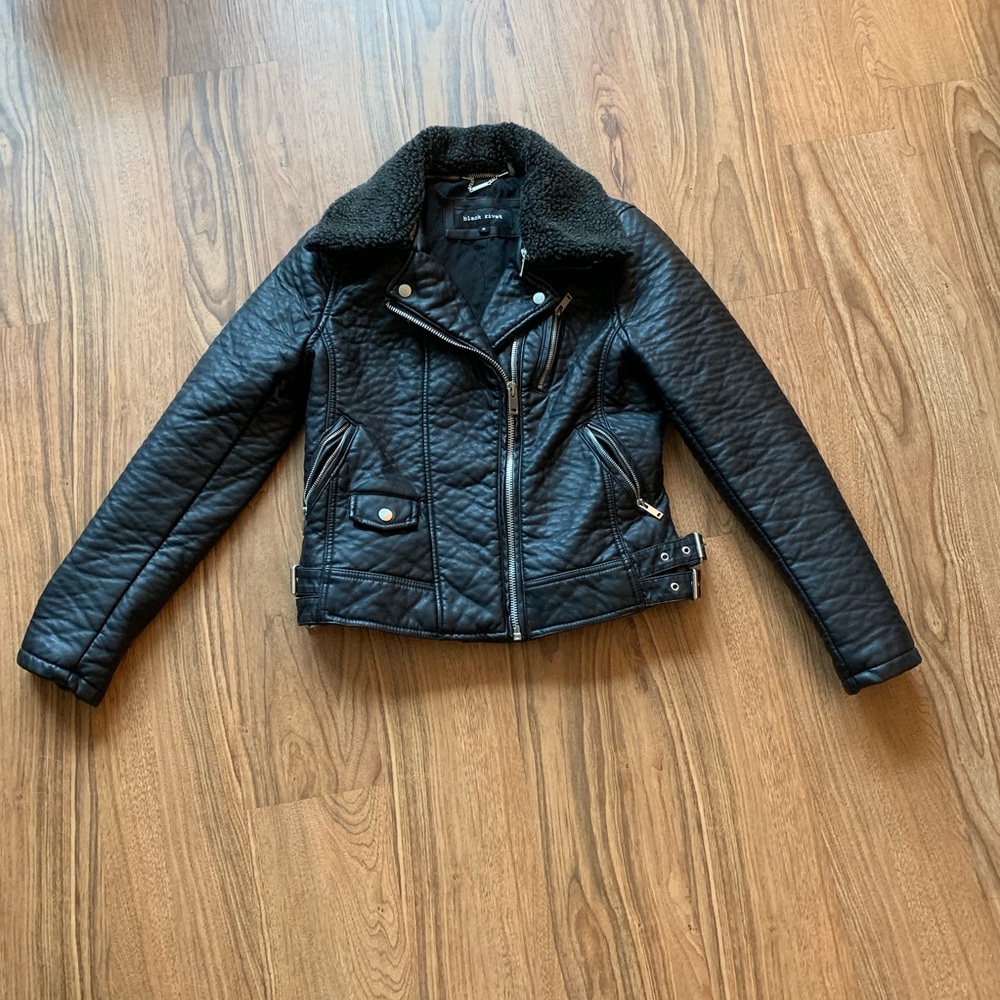 Black Rivet black motorcycle jacket - Picture 5 of 7